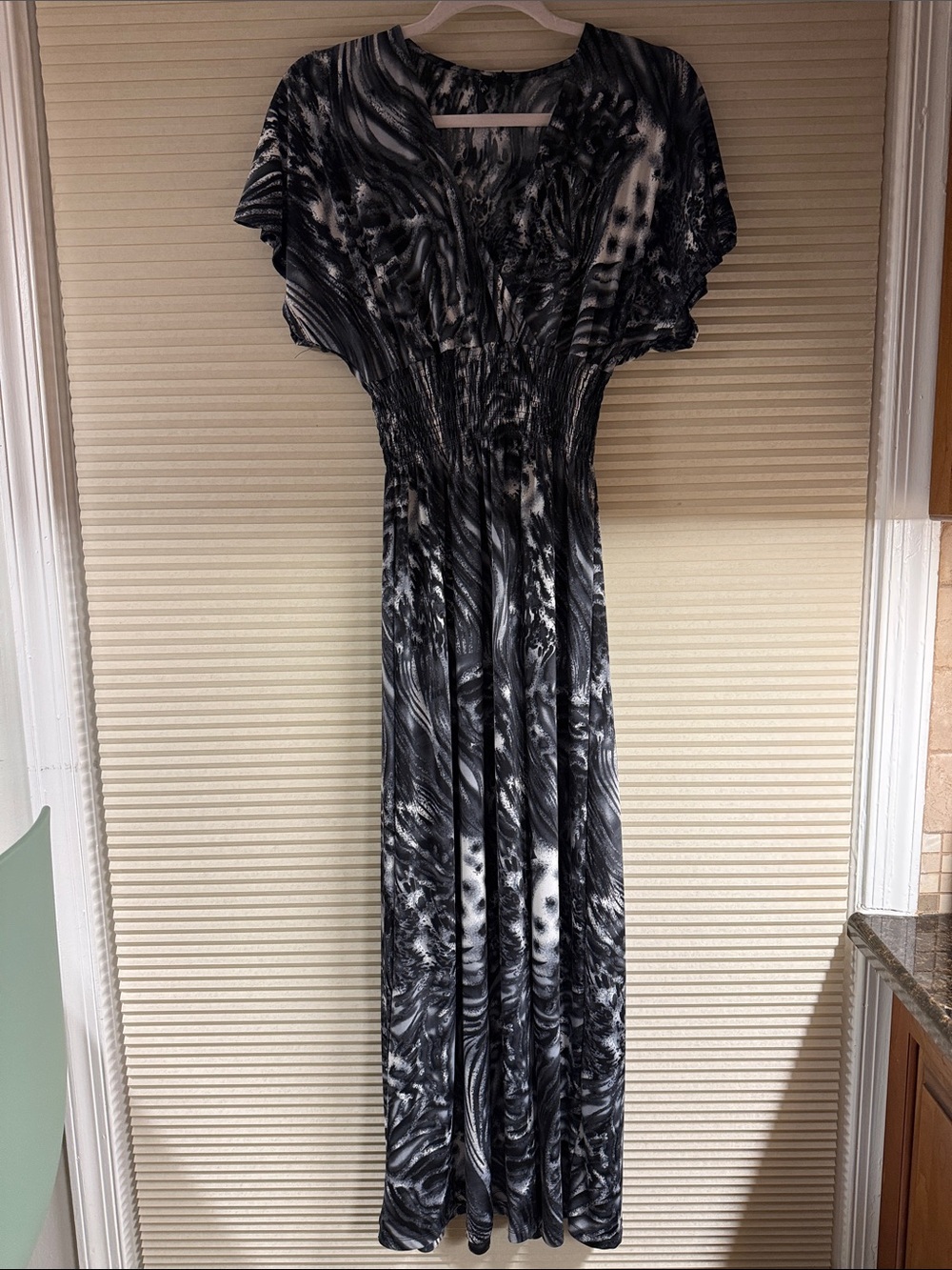 Milano Black & White Abstract Print Maxi Dress